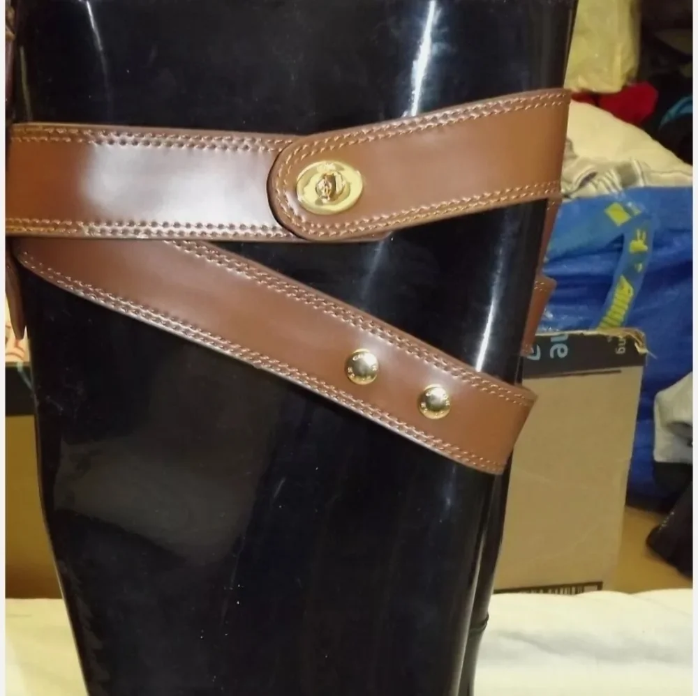 COACH Equestrian KNEE HIGH RUBBER RAIN BOOTS SIZE 7M